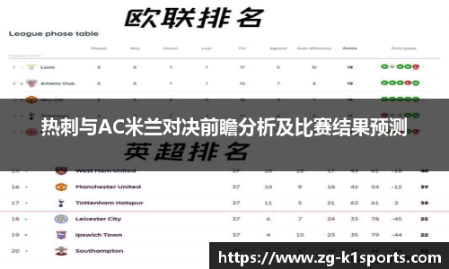 热刺与AC米兰对决前瞻分析及比赛结果预测